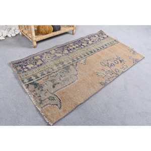 พรมขนาด 2x3.5 ฟุต, พรมวินเทจ, พรมขนสัตว์ลายดอกไม้สีเบจสไตล์ตุรกี - Product Image 2