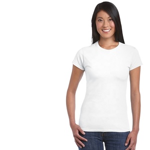Couleur unie teint coton Polyester femmes O cou t-shirts blanc en gros femmes O cou t-shirts à manches courtes 100% coton t-shirts - Product Image 2