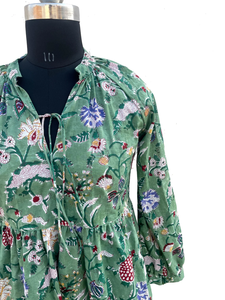 <b>Women</b> Cotton Summer <b>Dress</b> Hand Block Print Cotton <b>Dress</b> V-neck Full Sleeves Long Maxi Gown Summer/Season - Product Image 4