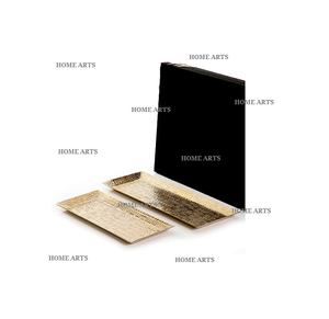 Lot de 2 plateaux à thé et café en acier inoxydable Plateau de service à dessert en forme de rectangle de qualité classique au prix le plus bas - Product Image 1