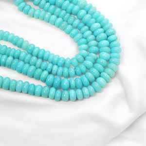 Natural <b>Turquoise</b> Blue Opal Smooth <b>Beads</b> Strand 15 Inch 7mm to 10mm Loose Gemstone <b>Beads</b> for Jewelry Making Bulk Wholesale India - Product Image 6