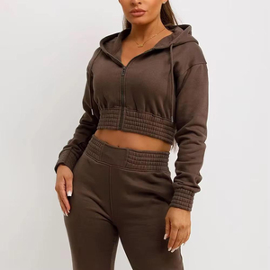 Fashion Full Long Sleeve Women's Crop Hoodies Sweatshirts Set Women 2 Piece Pant Sets Joggers Sweat Suit Winter Tracksuits - Product Image 4