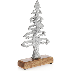 Decoración de árbol de Navidad de metal plateado de diseño moderno con base de madera, Decoración de mesa, árbol de Navidad para decoración del hogar - Product Image 6