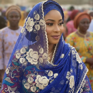 Premium Quality Custom Highly <b>Embroidered</b> Rhinestone Floral Chiffon <b>Shawls</b> for Women's Wedding Wear Breathable Outdoor Daily Use - Product Image 1