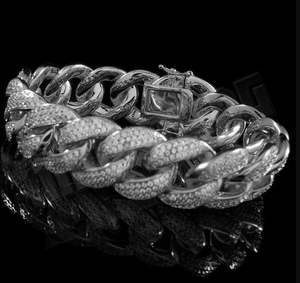 VVS Moissanite Bracelet en argent sterling 925 22MM 8 pouces Bracelet plaqué or blanc - Product Image 5