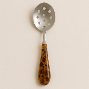 Cuchara ranurada con mango de resina grabada con hojas, Skimmer de acero inoxidable con espejo, cuchara coladora de cocina artística para vajilla de comedor Buffet - Product Image 6