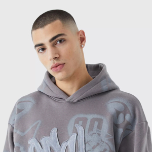 Acid Wash Hombres Sudadera con capucha de gran tamaño Personalizar Ropa de calle Vintage Hombres Sudadera con capucha Algodón Fleece Hombre Sudadera con capucha - Product Image 3