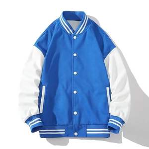 2025 mejor diseño Varsity Baseball Bomber Jacket para hombres mangas de cuero genuino cuerpo de lana lienzo equipo usa chaqueta Top hombre - Product Image 3