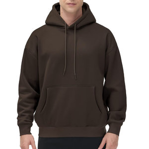 Sweats à capuche pour hommes de haute qualité 100% coton basiques coton mélangé surdimensionné recadrée vêtements de rue sweats à capuche en molleton uni pour hommes - Product Image 1