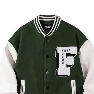 Veste universitaire unisexe de haute qualité, mélange de laine, manches en simili cuir, option de logo personnalisé, broderie personnalisée, équipe, école - Product Image 4