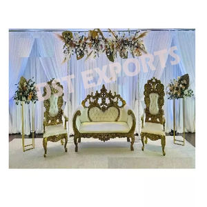 Arabian Wedding Maharaja <b>Sofa</b> Set/Furniture Set <b>Arabic</b> Wedding Golden Carved <b>Sofa</b> Wedding Luxurious Leather Tufted Crown Couch - Product Image 2