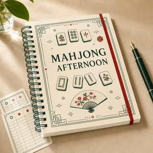 Quaderno a spirale LABON personalizzato A5 per Mahjong, con fogli a righe per appunti dei giocatori, foglio per il score e decorazioni artistiche a tema Mahjong, con elastico. - Product Image 2