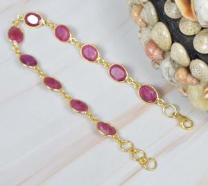 อินเดียคุณภาพดีที่สุดสร้อยข้อมือเทนนิสแฮนด์เมดประณีตเทนนิสแข็ง 925 สร้อยข้อมือเงินสเตอร์ลิง Fine ทับทิมอัญมณีเครื่องประดับ - Product Image 3