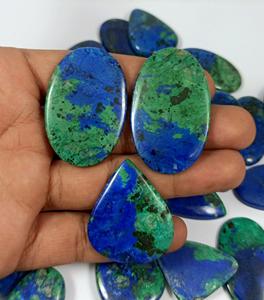 Piedra preciosa de azurita natural, Parte posterior plana lisa, forma de mezcla pulida, azurita cabujón de, tamaño personalizado para hacer joyas - Product Image 3