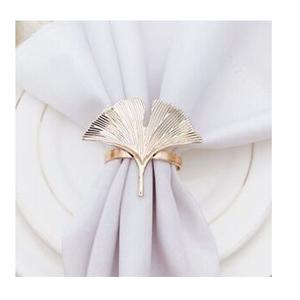 ที่วางผ้าเช็ดปากทรงใบไม้ดีไซน์,อุปกรณ์ตกแต่งโต๊ะงานแต่งงานแหวนผ้าเช็ดปากทำจากโลหะทองโบราณ - Product Image 1