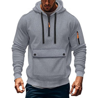 Sweat-shirt à capuche oversize en polaire pour homme, demi-zip, épais, style streetwear, avec poche kangourou, décontracté, pour l'hiver, motif 3D