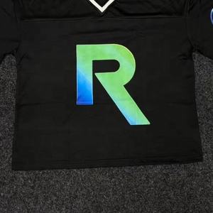 Camiseta de fútbol americano de alta calidad personalizada, fabricante de camiseta de béisbol deportiva de malla de gran tamaño, camiseta de corte cuadrado recortada para hombre - Product Image 3