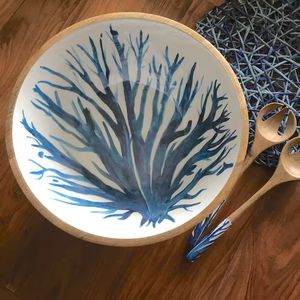 <b>Set</b> Of 2 Wooden Salad & <b>Soup</b> <b>Bowl</b> for Restaurants & Hotels Kitchenware Printed Design Elegant Food Serving <b>Bowls</b> - Product Image 6