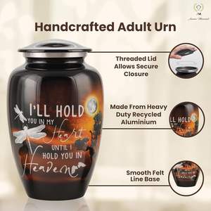 Urnas para Cenizas Humanas, Urnas Decorativas para Funerales, Cremaciones, Recuerdos y Entierros, Urna Negra Luz de Luna para Cenizas de Mujer - Product Image 2