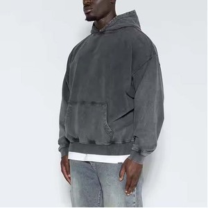 Meilleure vente sweats à capuche hommes poids lourd haute qualité pull surdimensionné 100% coton français éponge coton tricoté sweats à capuche lavage à l'acide - Product Image 2