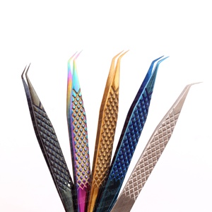 Pince à épiler pour extensions de cils à 45 degrés, en acier inoxydable, avec pointe en fibre, anti-magnétique, pour marque privée, vente en gros - Product Image 3