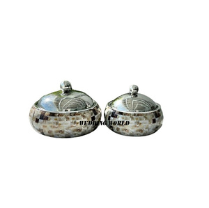 Ensemble de deux nacre Hotpot forme ronde vaisselle de table casserole vente chaude luxe nouveau métal chauffe-aliments - Product Image 2