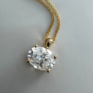 Elegante Collar con Colgante de Diamante Cultivado en Laboratorio de 5 Quilates, Corte Ovalado, Claridad VS, Color EF, en Oro de 14K, Joyería Fina para Mujer, Nueva Llegada - Product Image 1