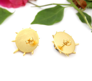 24K mạ vàng hip hop Trừu Tượng phong cách đinh tán Bông tai hợp thời trang mặt trời sao Amazonite đá Bán Buôn Đồ trang sức cho bữa tiệc giáng sinh - Product Image 3