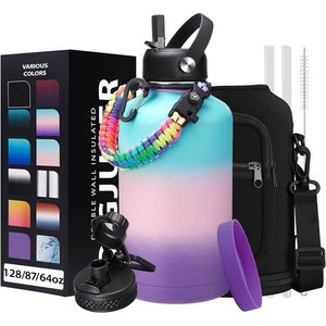 Botella de agua Silverjet de 64 oz, de doble pared, de acero inoxidable, aislada, con bolsa y pajita, para viajes, senderismo y camping al aire libre. - Product Image 3