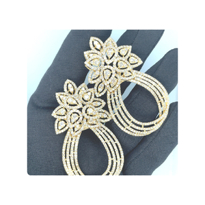 Pendientes de diseñador de oro amarillo de 14kt con diamantes de laboratorio Pendientes de diamantes de lujo - Product Image 1