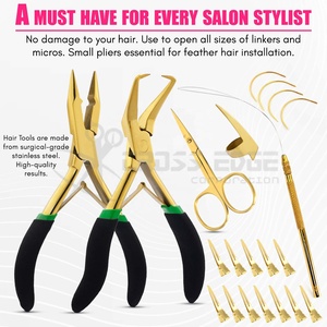 Premium Micro Beads Crimping and Remover Pliers Set - Hair Extension Tools Kit Scissors Loop Tool Clips <b>Needles</b> and <b>Case</b> - Product Image 4