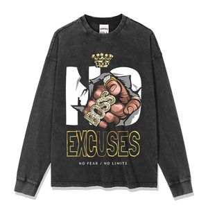 Sudadera de manga larga desgastada de 100 por ciento de algodón para hombre pesado con serigrafía personalizada, sudadera lavada con ácido vintage - Product Image 1