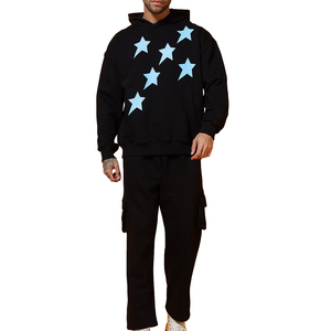 Survêtement unisexe en coton de haute qualité, survêtement de jogging 100% coton avec capuche et pantalon pour hommes, survêtement décontracté - Product Image 1