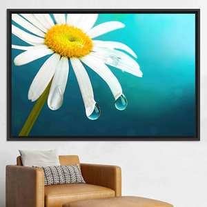 Printed Canvas Artwork: Daisy Stained Glass - Floral Boho Decor,<b>BLACK</b> <b>FRAMED</b> CANVAS - Product Image 1