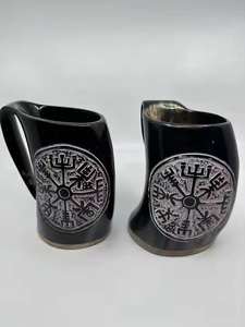 Mug en corne de buffle naturelle de haute qualité avec poignée, style rustique artisanal, tasse à boire pour bière et boissons - Product Image 4