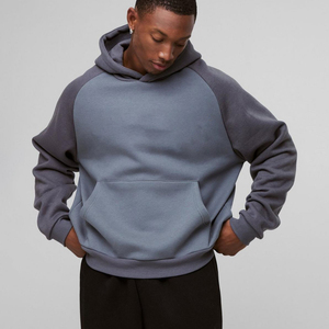 เสื้อมีฮู้ดแนวสตรีทเสื้อมีฮู้ดโอเวอร์ไซส์ของผู้ชายเสื้อมีสีบล็อคไหล่ตกโลโก้ตามสั่ง - Product Image 1