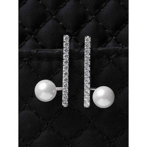 Pendientes CLARA de Plata de Ley 925 con Perla Ichika, Baño de Rodio y Circonita Suiza, Diseño con Cierre de Rosca, Regalo para Mujeres y Niñas - Product Image 2