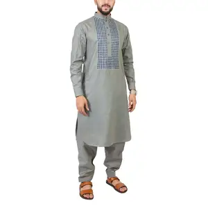 Afghani Shalwar Kameez Kurta para Homens desgaste do partido Casual Vestidos em Tecido de Algodão Novo Design Afegão Vestido Para Homens