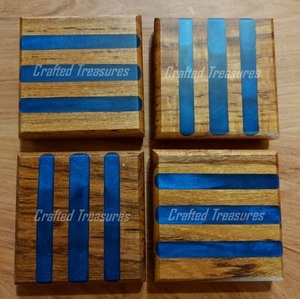 Elegantes juegos de posavasos de resina de madera con patrones de remolino artístico para posavasos de tiendas de regalos de diseñador Juego de 4 - Product Image 6