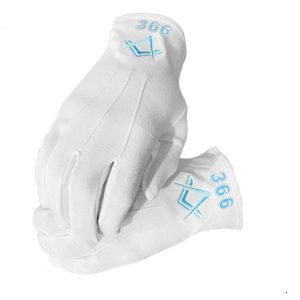 ถุงมือ Masonic ผ้าคอตตอนสีขาวให้บริการผลิต100% - Product Image 6