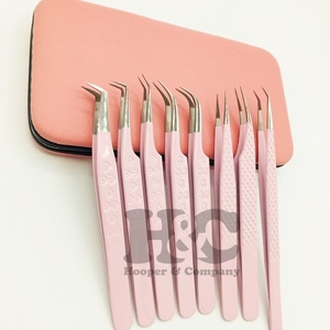 Pince à épiler rose pour bébé Extension de cils à pointe en fibre Pince à épiler rose clair en vison durable en acier inoxydable à prise solide Logo personnalisé - Product Image 3