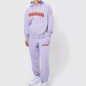 Survêtement décontracté personnalisé pour homme grande taille, hiver, épais, écologique, 100 % coton, sweat à capuche oversize, logo imprimé personnalisé, couleur unie - Product Image 3
