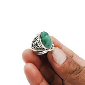 Bijoux de pierre de naissance de mai en argent sterling 925 pierre précieuse émeraude naturelle Style classique bague Boho pour femme filles bijoux faits à la main - Product Image 4