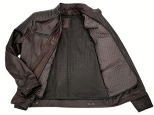 Chaqueta Bomber de Cuero Genuino Marrón Oscuro para Hombre, Chaqueta de Motociclista con Hombros Acolchados, Cierre de Cremallera, Transpirable, Informal, para Invierno - Product Image 5
