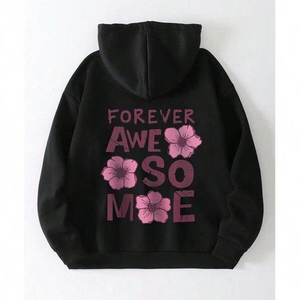 Sudadera con Capucha con Estampado de Mariposa Verde, Estilo Urbano, Felpa Acogedora, Corte Holgado, Moda Juvenil, Cálida, Informal, para Uso Diario - Product Image 2