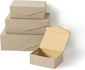 뚜껑과 마그네틱 종이 상자가있는 크래프트 종이 장식 선물 상자 직사각형 플립 탑 판지 세련된 기계 포장