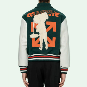 OEM 100% Wool Embroidery <b>Basketball</b> Varsity Jacket <b>Leather</b> Sleeves Letterman Custom <b>Leather</b> Varsity Jacket for Men - Product Image 4