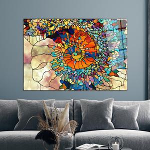 Impression sur toile de fractal abstrait : Art mural en vitrail vibrant, ART EN VERRE TÉMPERÉ - Product Image 1