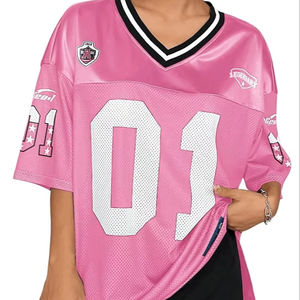 Venta al por mayor con cuello en V media manga malla Streetwear Tops gráfico suelto Jersey camisetas de gran tamaño transpirable OEM baloncesto Jersey sólido - Product Image 1