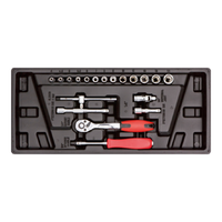 BMC Bac à outils moulé par soufflage, Organisateur pour jeu de douilles et cliquets M1, Noir, Insert de tiroir 1/3 pour armoire, TB01M101, Rangement d'atelier